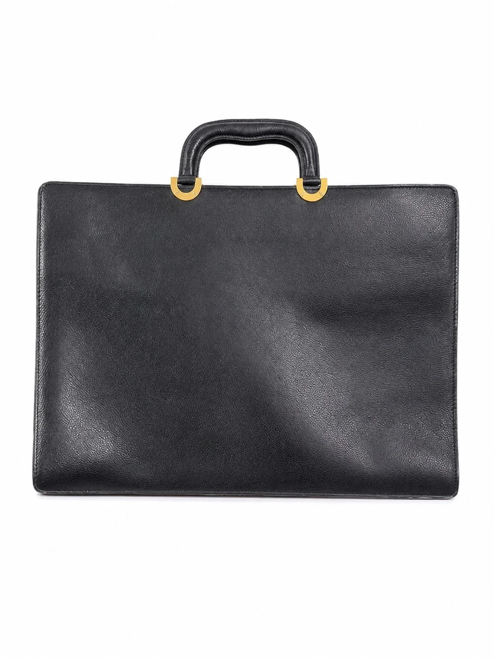 Tiffany & Co Vintage Black Leather Briefcase Attache Bag Made in Italy